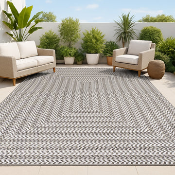 Chevron Modern Concentric Squares Indoor/outdoor Area Rug